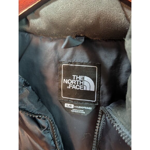 North Face 550 Fill Quilted Goose Down Puffer Black Jacket Women L Aconcagua - Picture 6 of 8